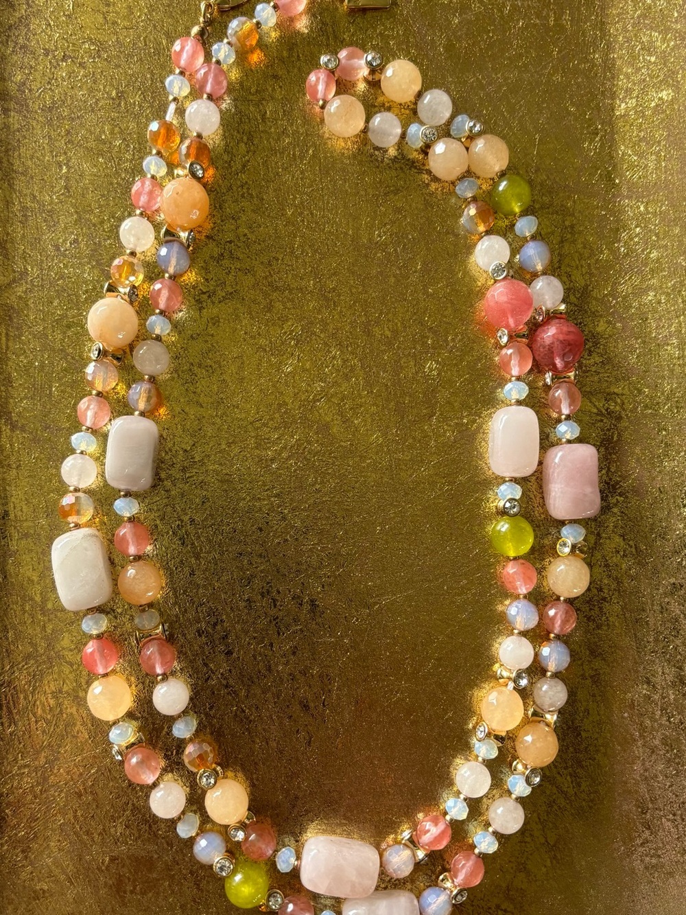 Anne Klein Multi-Strand Stone Beaded Statement Necklace Vintage 38”